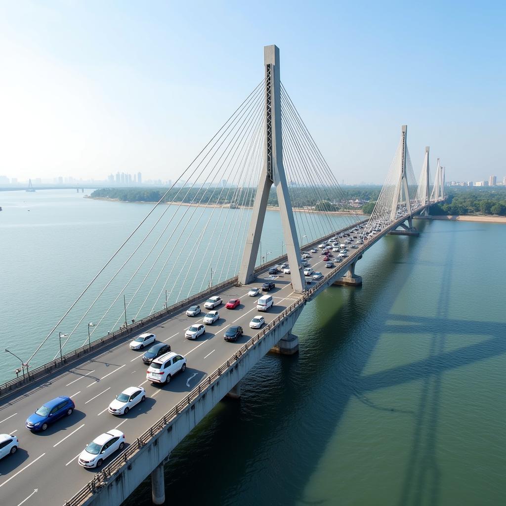 Traffic Flow on Thủ Thiêm 2 Cable-Stayed Bridge