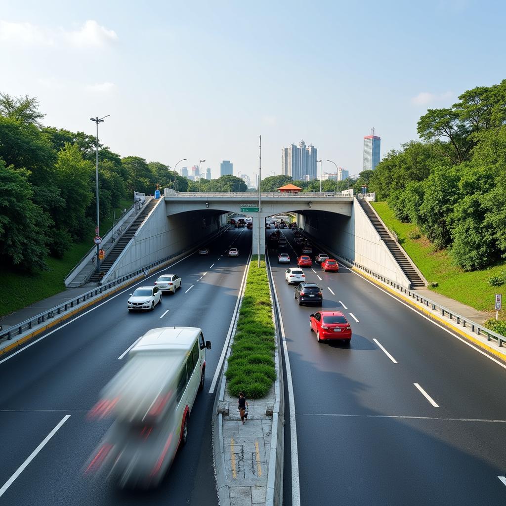 Thu Thiem Tunnel Entrance: A modern architectural marvel serving as the starting point of the journey.