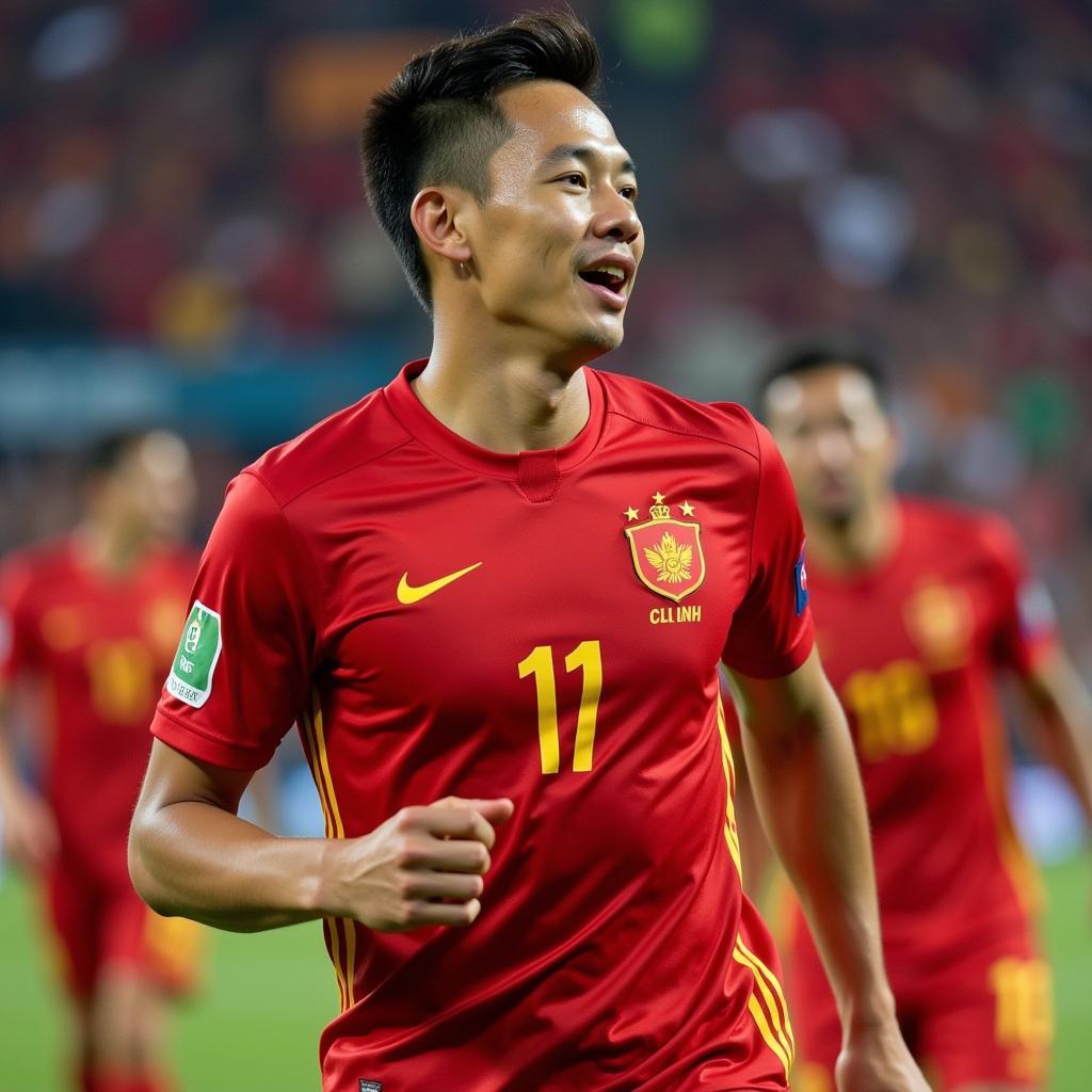 Tien Linh Playing for the Vietnam National Team