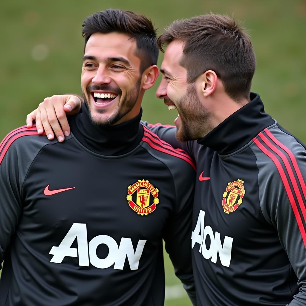 Two MU Players at the Training Ground