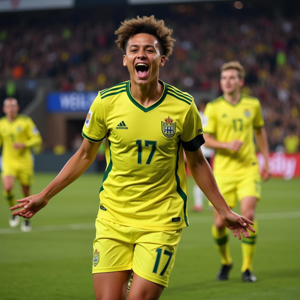 U22 player under 17 celebrates a goal.