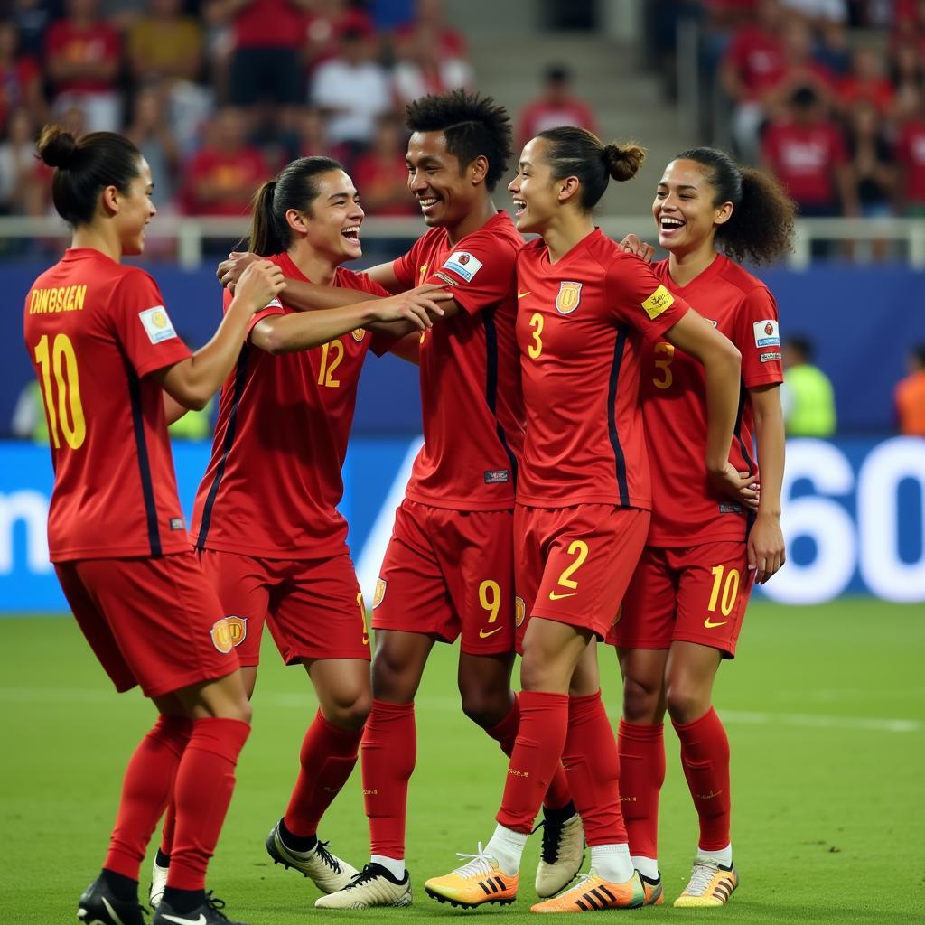 U23 Vietnam players celebrating a victory