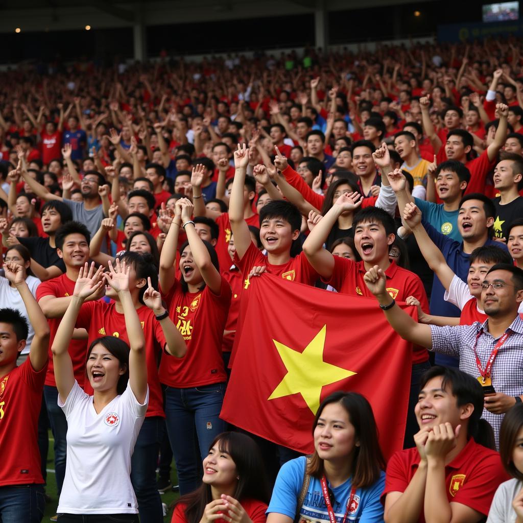 U23 Vietnam fans cheering during the AFC U23 Championship