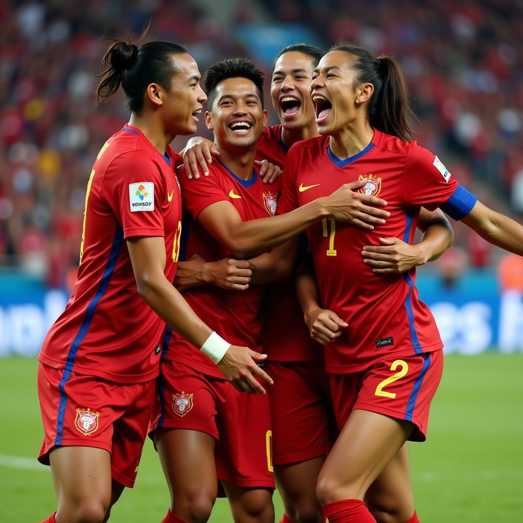 U23 Vietnam Forwards Celebrating a Goal