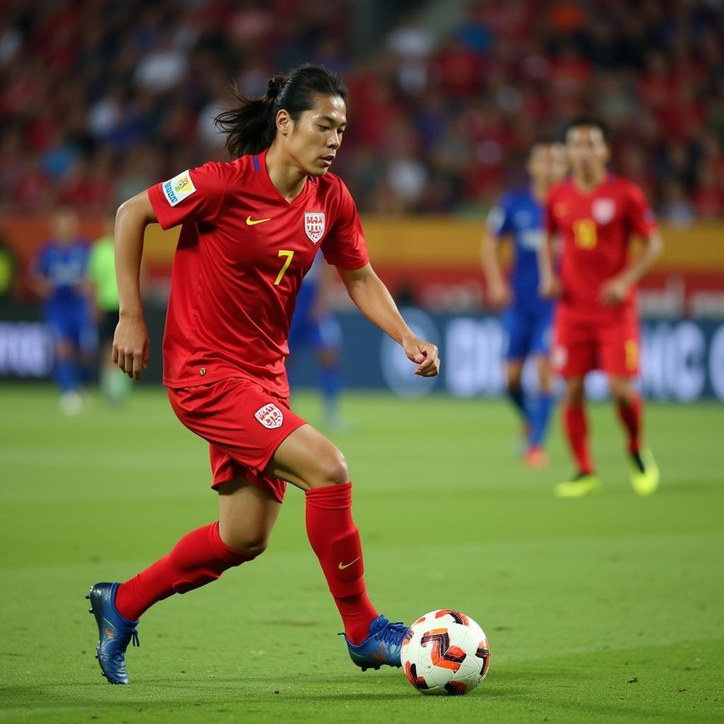 U23 Vietnam Midfielder Controlling the Ball with Number 7 Jersey