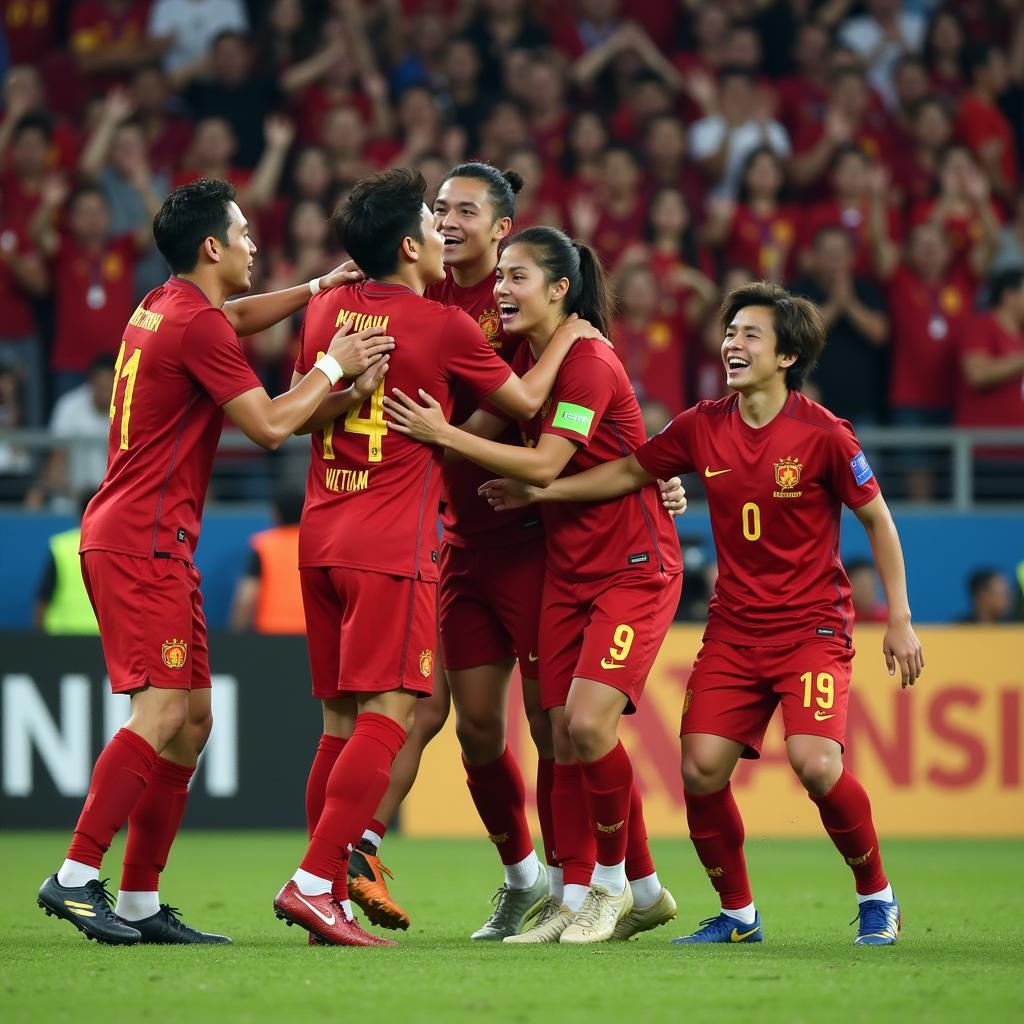 U23 Vietnam National Team Players Celebrating a Victory