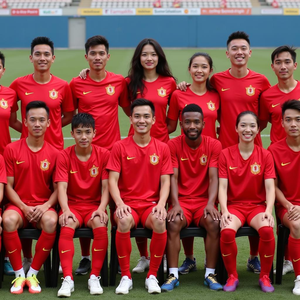 A team photo of the U23 Vietnam squad, showcasing the unity and diversity of the team.