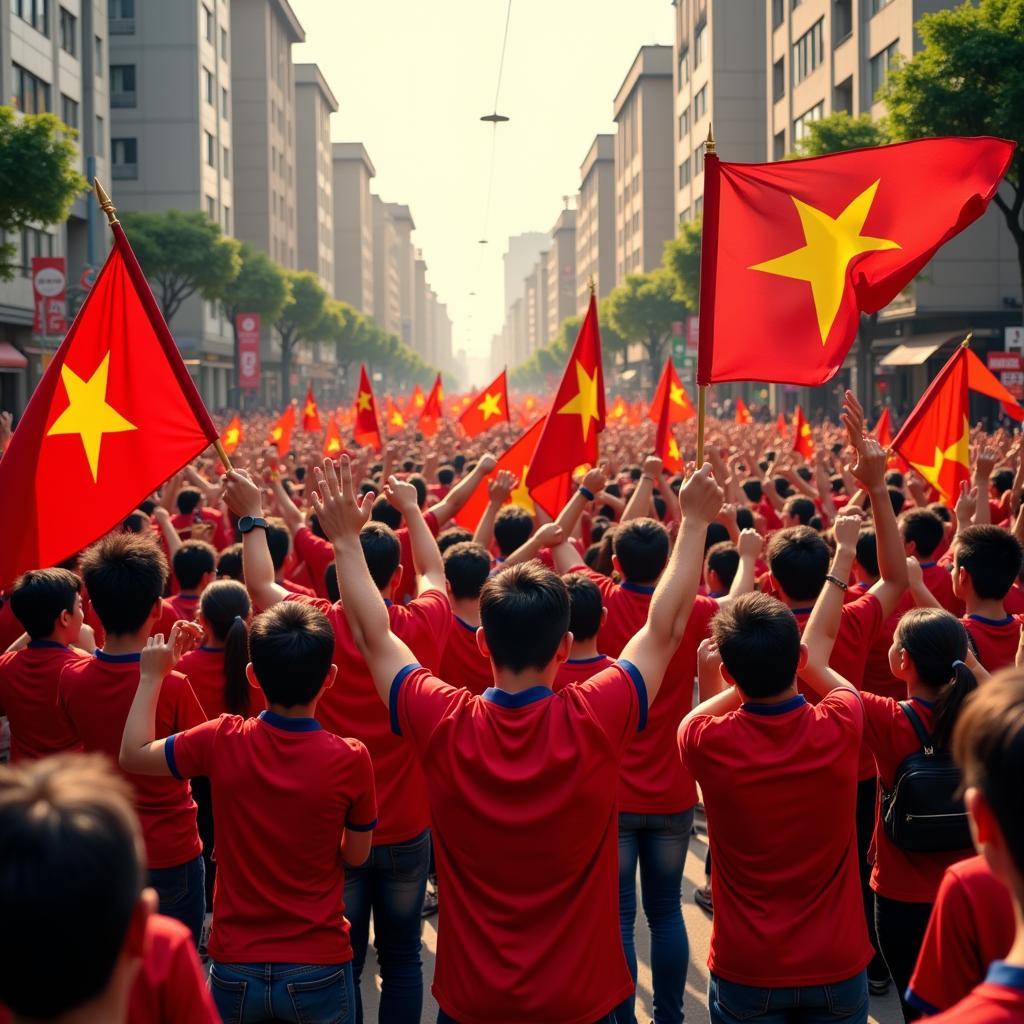 Vietnamese Football Fans Celebrating "Vietnam Champion"