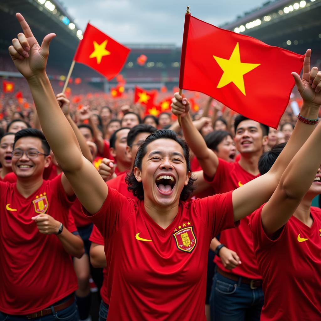 Vietnamese Football Fans Celebrating a Victory