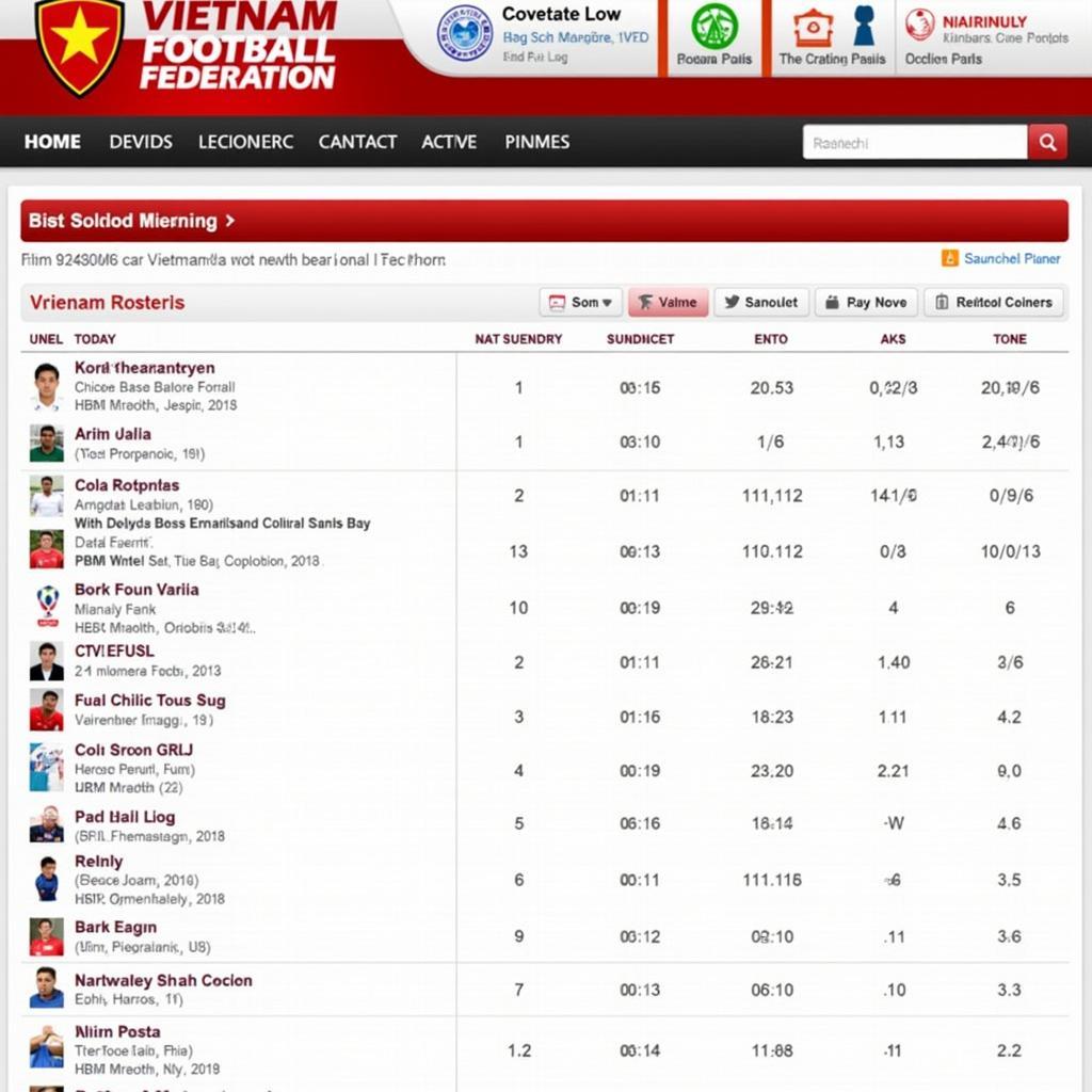 Vietnam U23 Players Birthdays on Official Website