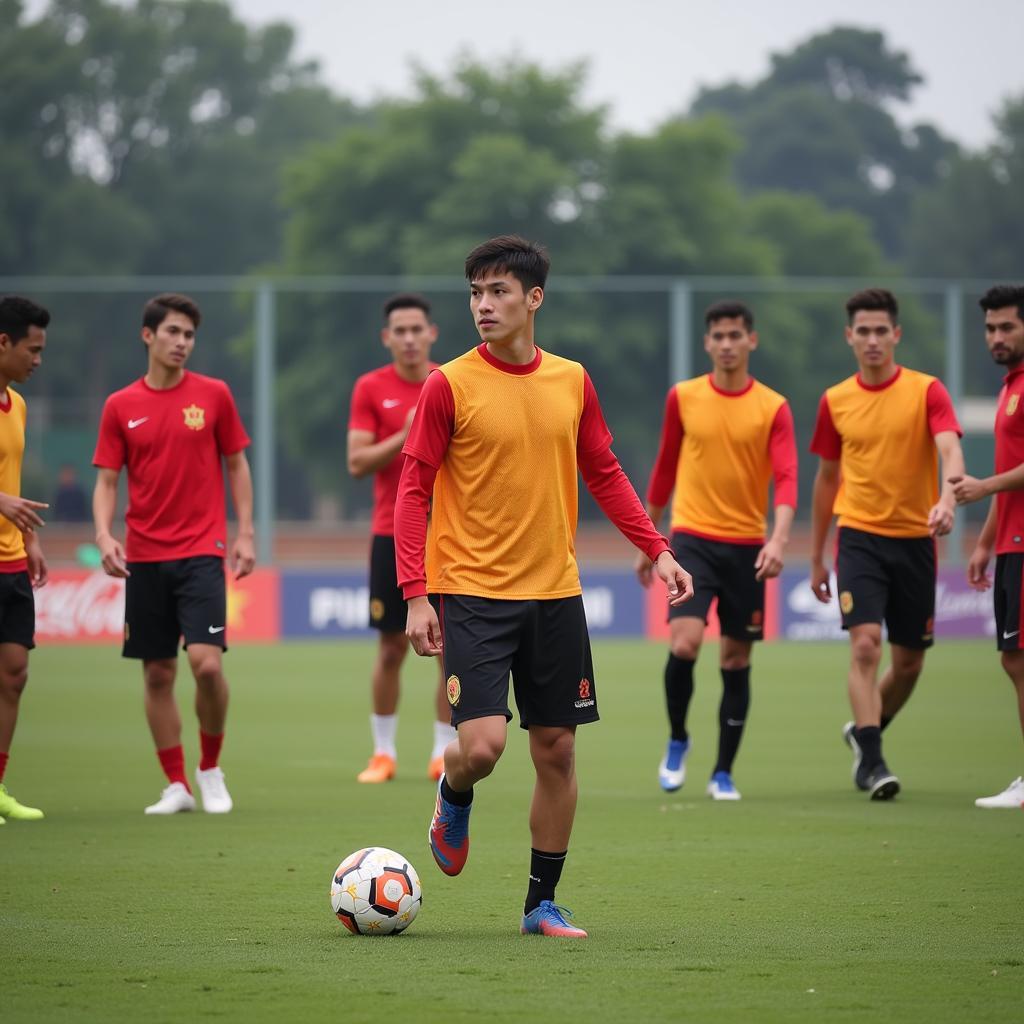 Vietnam U23 players during a training session in 2019