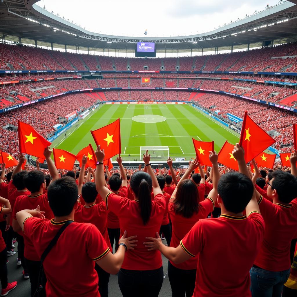 Vietnamese Fans Cheering for the National Team