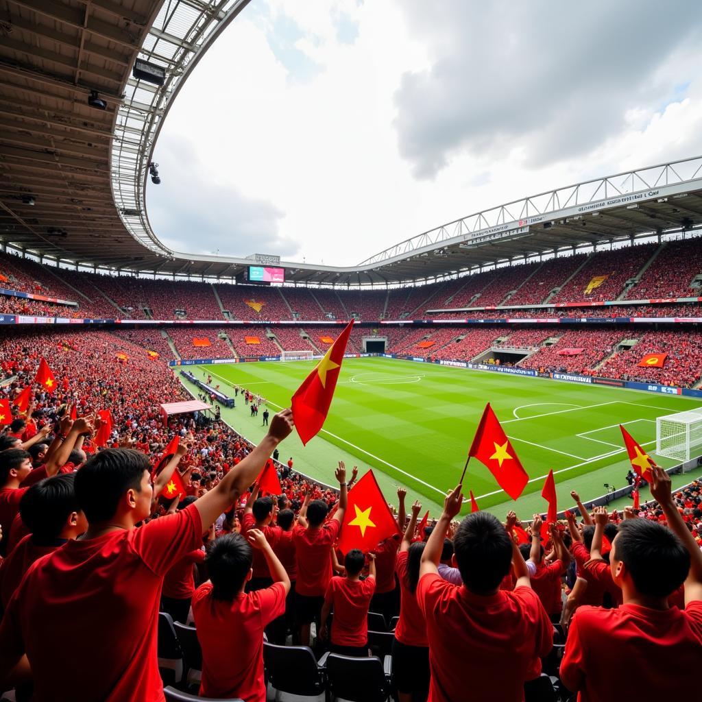 Vietnamese Football Fans Cheering for their Team