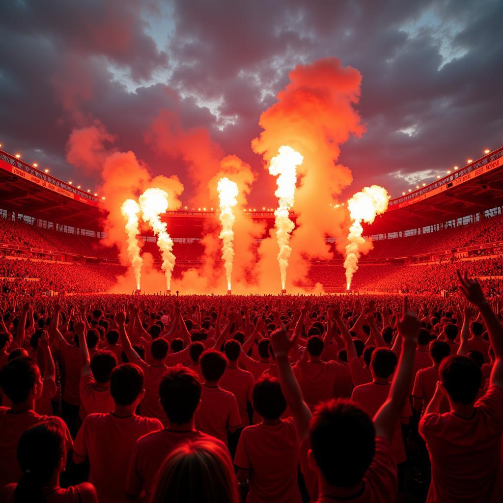 Vietnamese Football Fans Cheering Their National Team