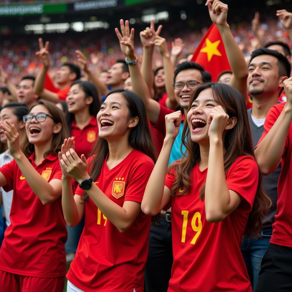 Vietnamese Football Fans Supporting Their Team