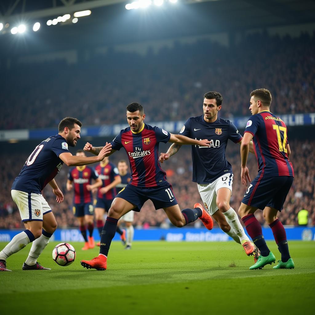 Vietnamese Football Match-Fixing Scandal: Depiction of a tense football match with players appearing to make deliberate mistakes, hinting at a potential match-fixing scenario.