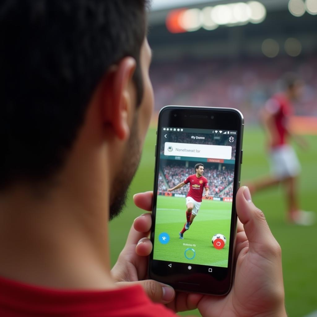 Vietnamese football player guessing game on a mobile phone