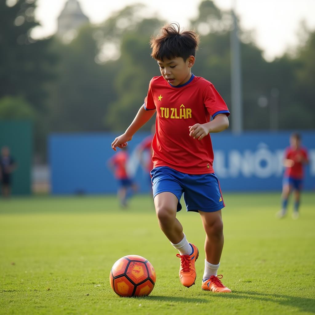 Vietnamese Football Player Training