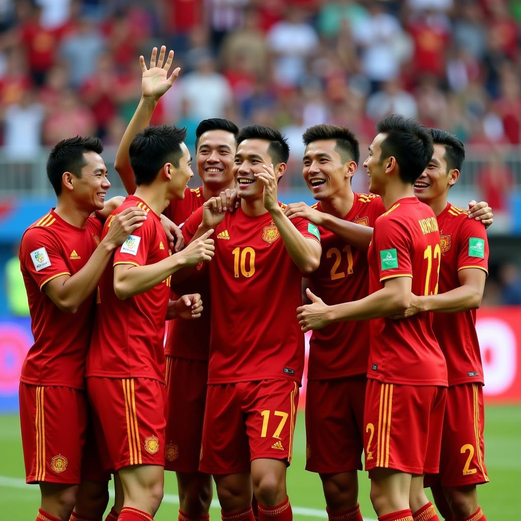 Vietnamese National Team Celebrates Victory