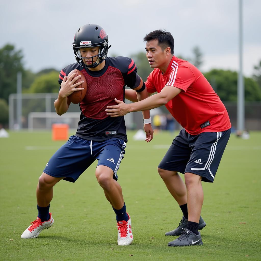 Vietnamese Player Undergoing Protective Training