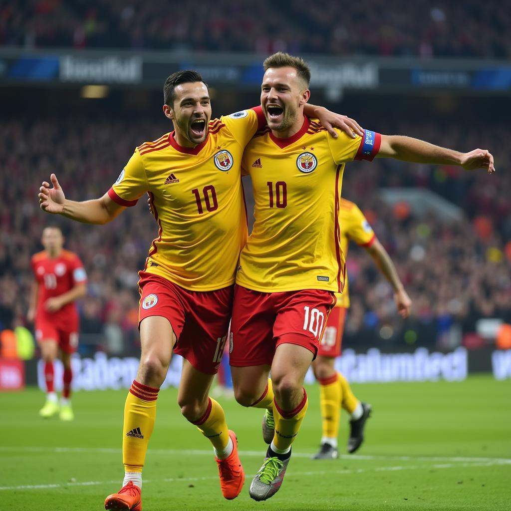 Vini Jr and Haaland Celebrating a Goal Together