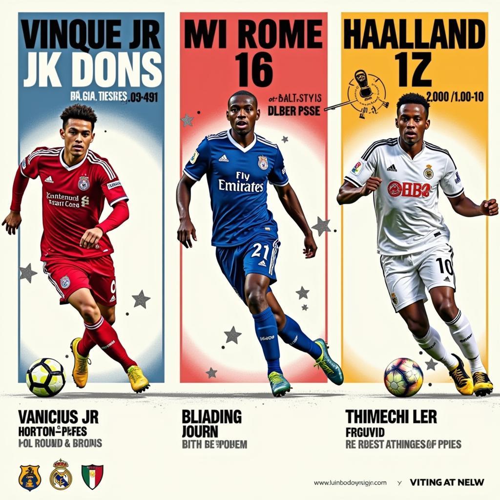 Vinicius Jr, Mbappe, and Haaland showcasing their unique attacking prowess