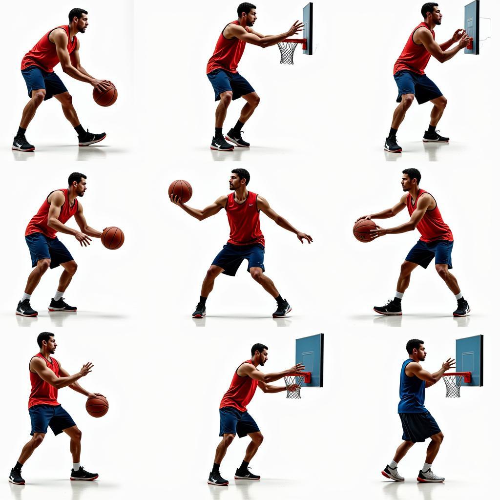 Basketball players performing vision training exercises.