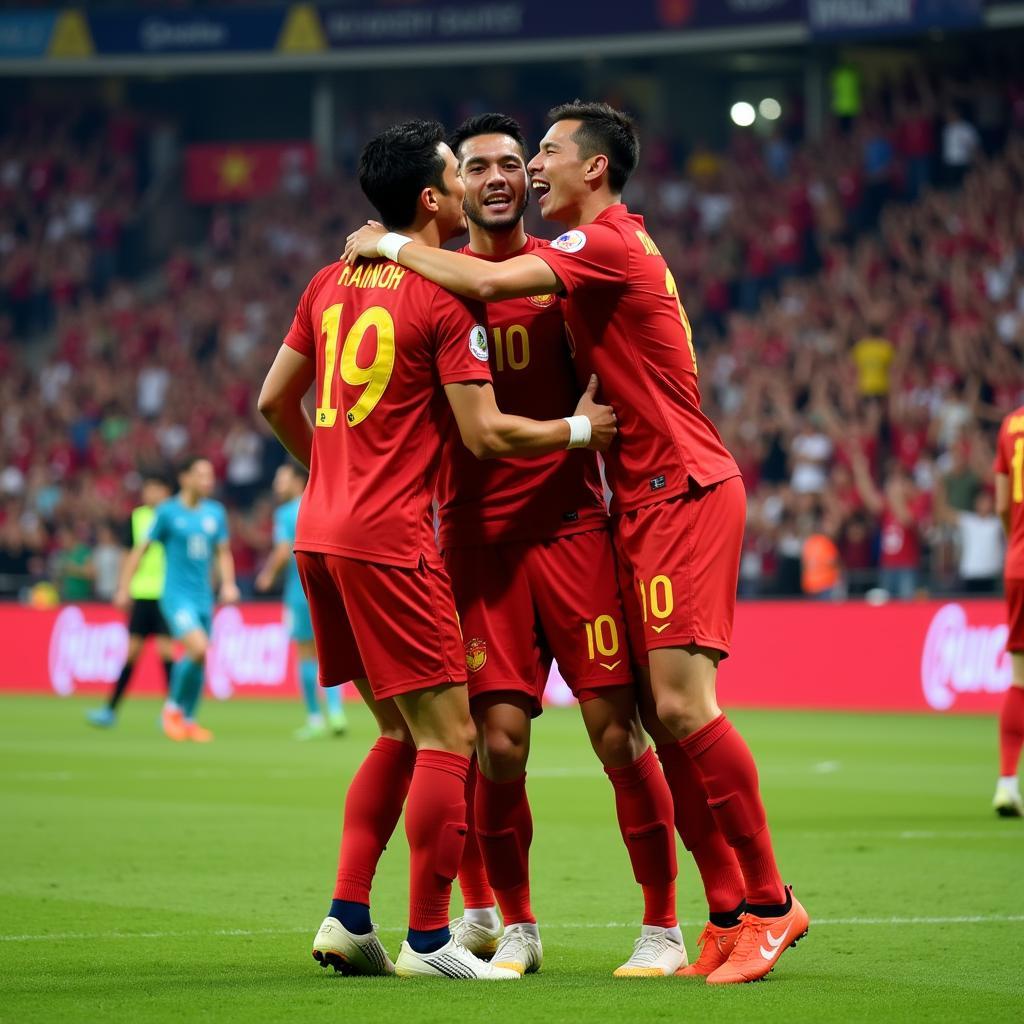 Vu Van Thanh celebrating a goal for Vietnam