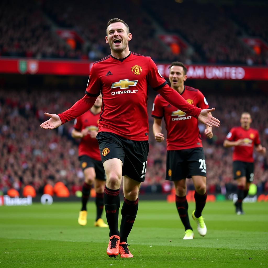 Wayne Rooney celebrating a goal for Manchester United