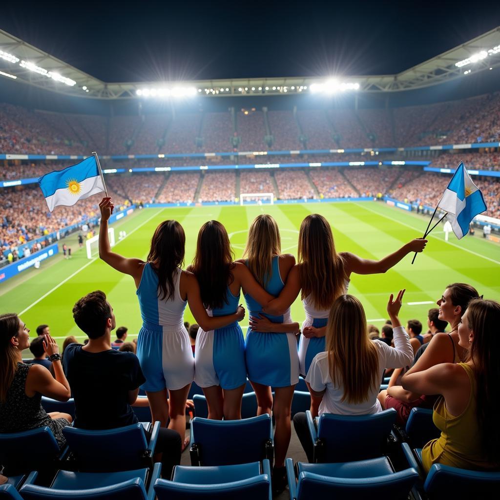 Wives of Argentinian footballers celebrating a victory