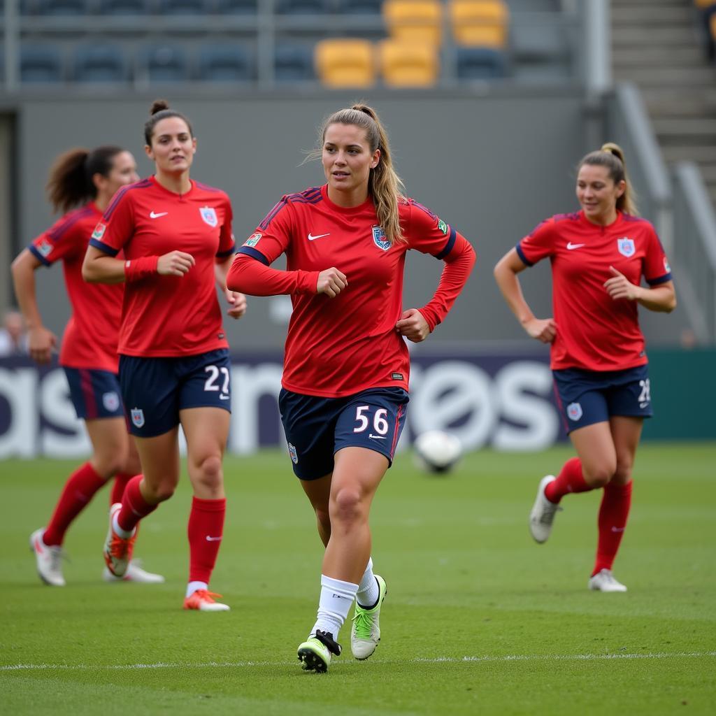 Intense Training Session for Women's Football Team