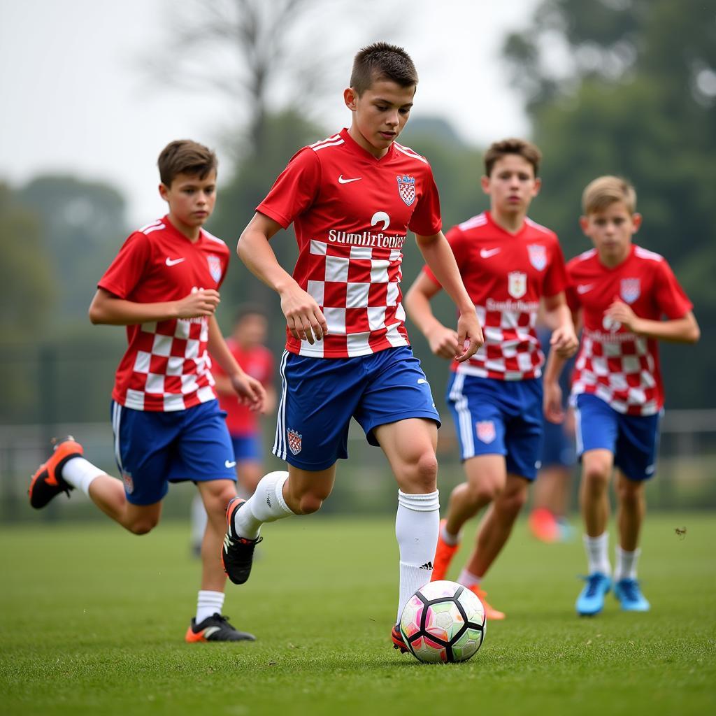 Young Croatian football players training