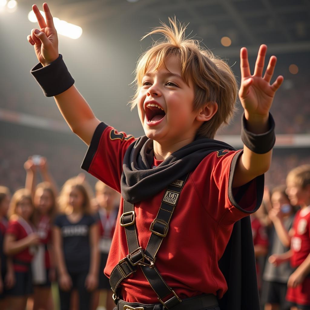 Young FF3 Player Celebrating Victory