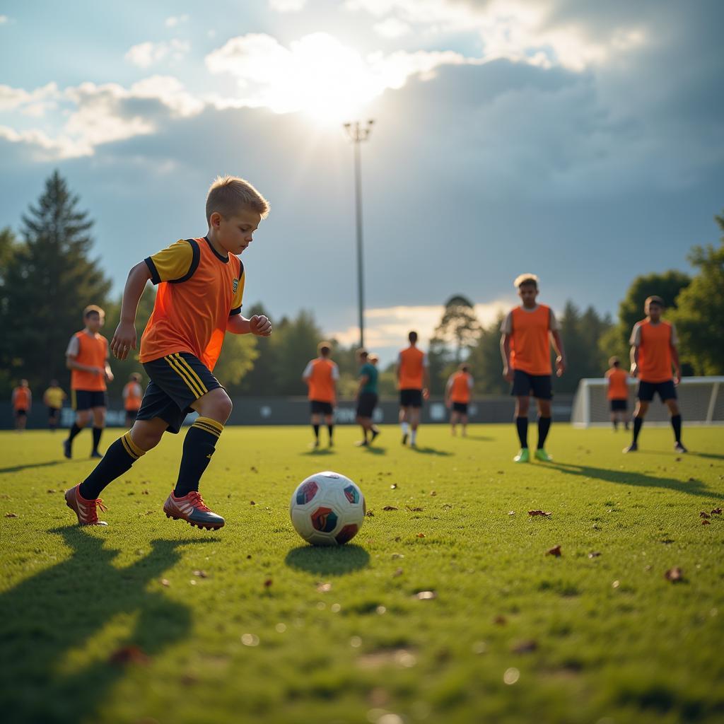 Young Football Players Training