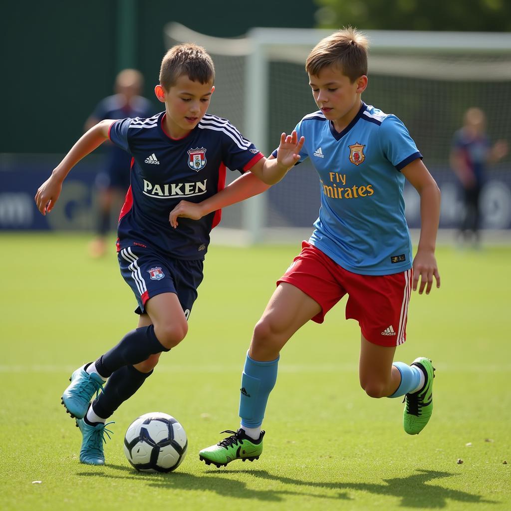 Young Footballer Dribbling Ball