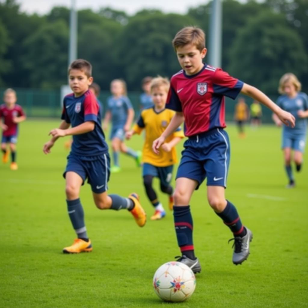 Young footballers showcasing their skills in Cầu Thủ Nhí 2014 Tập 15