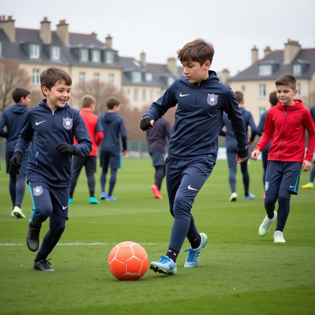 Young Footballers Training in France