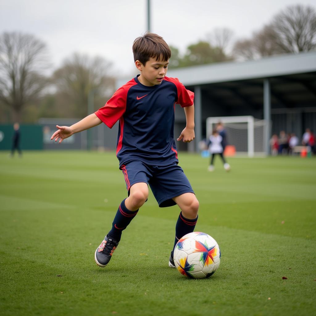 Young Player Practicing Ball Control